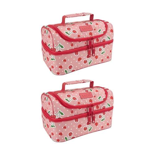 2PK Sachi Insulated Double Decker Lunch Bag Cherry Crush 25.5x17x14cm