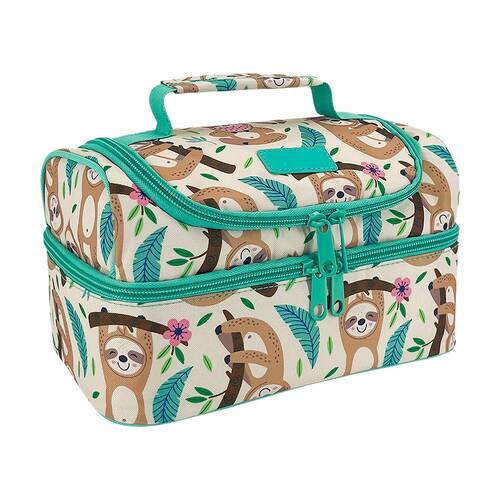 Sachi Insulated Double Decker Lunch Bag Sleepy Sloths 25.5x17x14cm