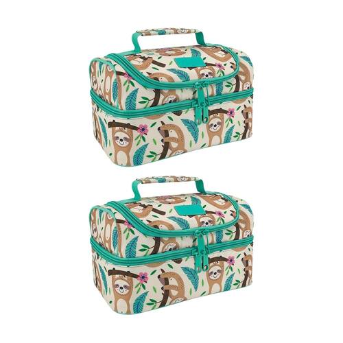 2PK Sachi Insulated Double Decker Lunch Bag Sleepy Sloths 25.5x17x14cm