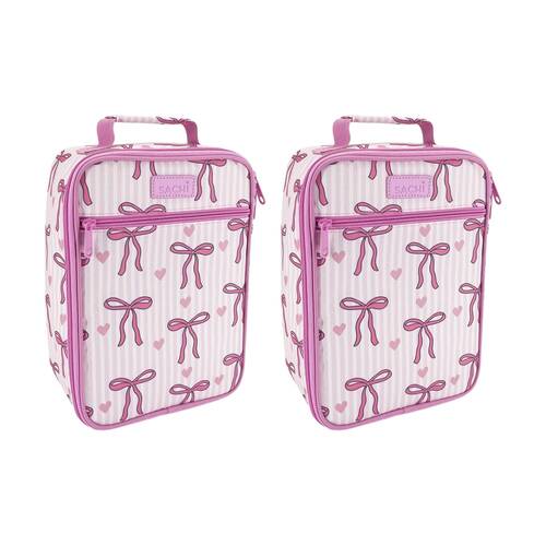 2PK Sachi Junior Insulated School Food Lunch Bag Bows & Hearts 21x11x28cm