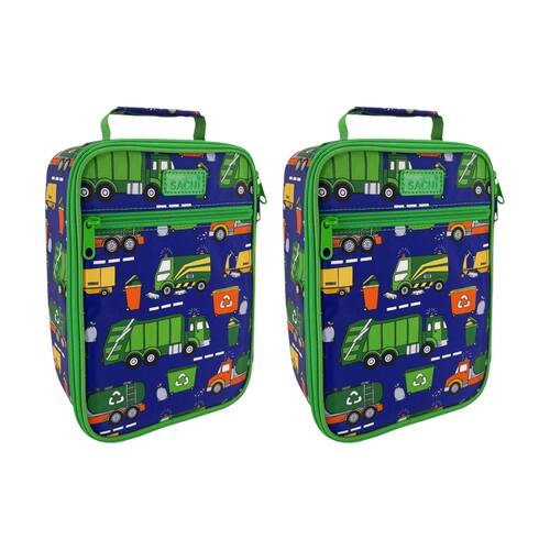 2PK Sachi Junior Insulated School Food Lunch Bag Garbage Trucks 21x11x28cm