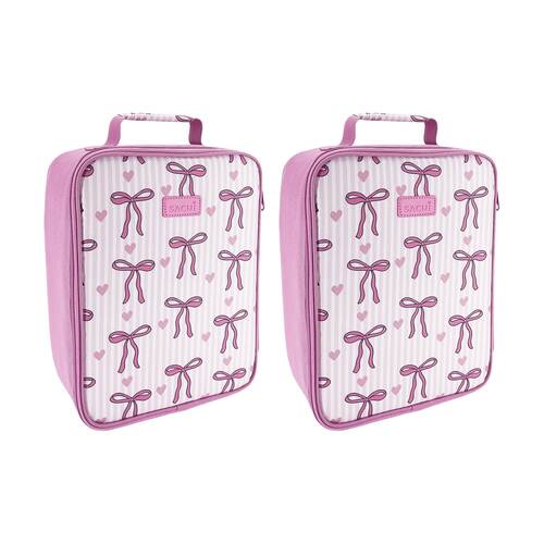 2PK Sachi XL Junior Insulated School Food Lunch Bag Bows & Hearts 24.5x11x30.5cm