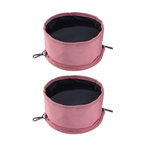 2PK Sachi PupBowl Portable Folding Dog Bowl Leak-Proof Compact Design Blush