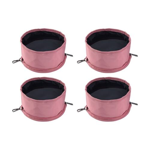 4PK Sachi PupBowl Portable Folding Dog Bowl Leak-Proof Compact Design Blush
