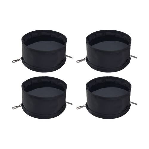 4PK Sachi PupBowl Portable Folding Dog Bowl Leak-Proof Compact Design Black