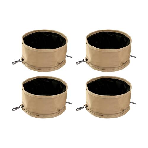 4PK Sachi PupBowl Portable Folding Dog Bowl Leak-Proof Compact Design Latte