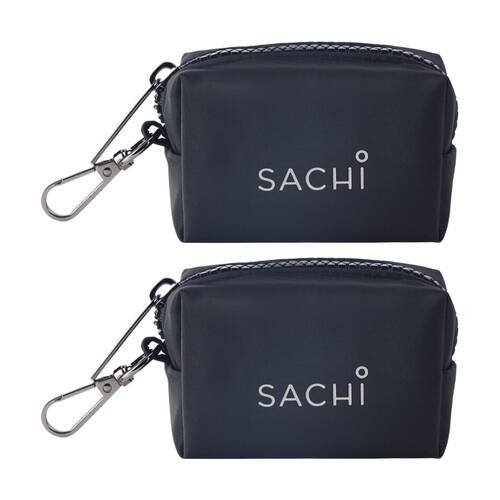 2PK Sachi PupPack Portable Waste Bag Holder Zip Closure Accessory Black