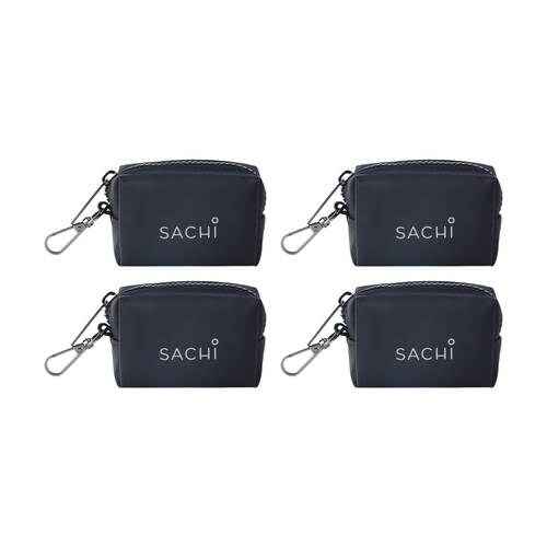 4PK Sachi PupPack Portable Waste Bag Holder Zip Closure Accessory Black