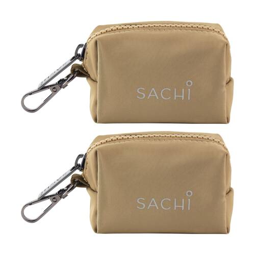 2PK Sachi PupPack Portable Waste Bag Holder Zip Closure Accessory Latte