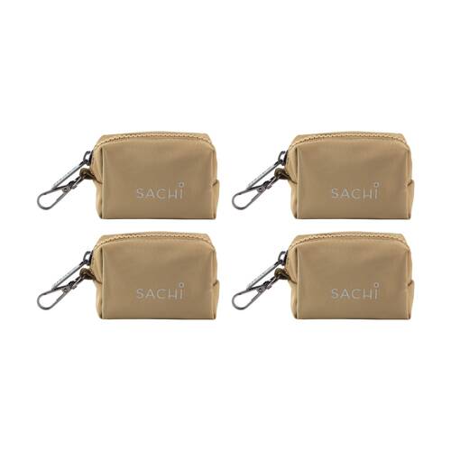 4PK Sachi PupPack Portable Waste Bag Holder Zip Closure Accessory Latte