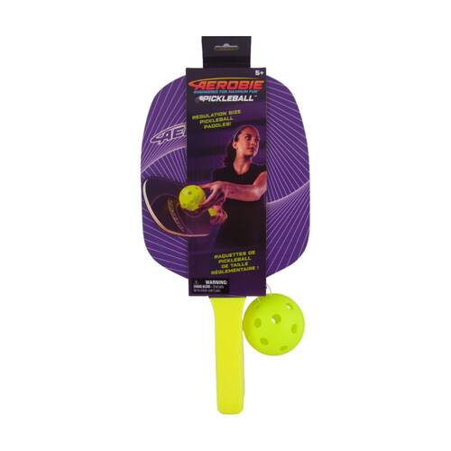 3pc Aerobie Pickleball Set Regulation Size W/ 2 Wooden Bats & 1 Ball