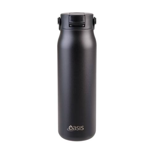 Oasis Ceramic Stainless Steel Double Wall Insulated Bottle Black 900ml