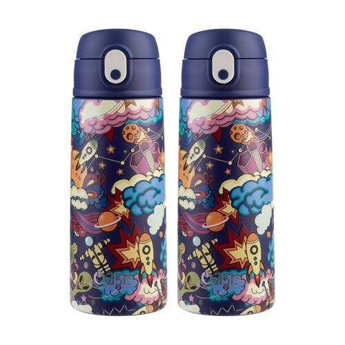 2PK Oasis Kids Drink Bottle Insulated Stainless Steel Alien Adventures 550ml