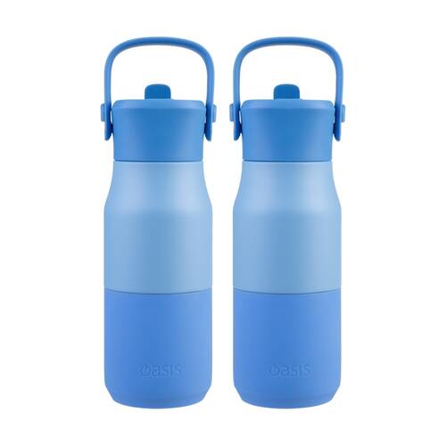 2PK Oasis Stainless Steel Insulated Drink Bottle W/ Sipper Blue 400ml