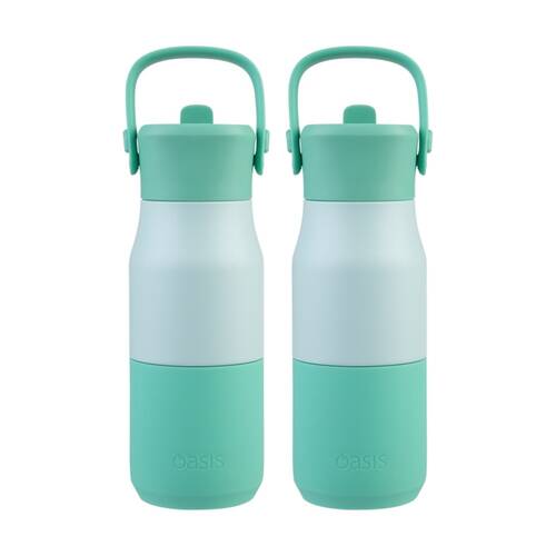 2PK Oasis Stainless Steel Insulated Drink Bottle W/ Sipper Mint 400ml