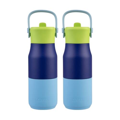 2PK Oasis Stainless Steel Insulated Drink Bottle W/ Sipper Peacock Blue 400ml
