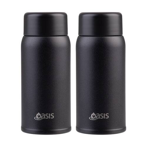 2PK Oasis Stainless Steel Double Wall Insulated Drink Bottle Black 150ml
