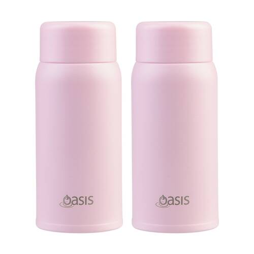 2PK Oasis Stainless Steel Double Wall Insulated Drink Bottle Pink Lemonade 150ml