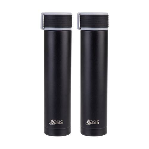 2PK Oasis Stainless Steel Double Wall Insulated Drink Bottle Black 250ml