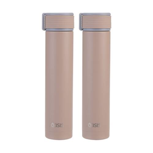 2PK Oasis Stainless Steel Double Wall Insulated Drink Bottle Latte 250ml