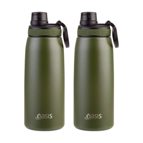 2PK Oasis Stainless Steel Double Wall Insulated Sports Bottle Forest Green 780ml