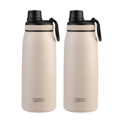 2PK Oasis Stainless Steel Double Wall Insulated Sports Bottle Oat 780ml