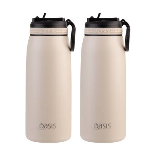 2PK Oasis Stainless Steel Double Wall Insulated Sports Bottle Oat 780ml