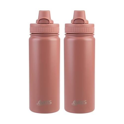 2PK Oasis Stainless Steel Double Wall Insulated Sports Bottle Auburn 550ml