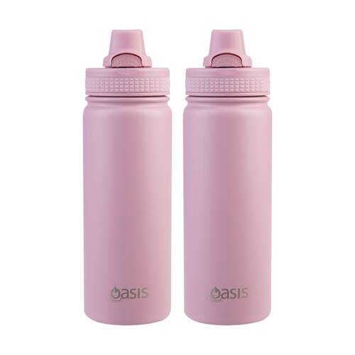2PK Oasis Stainless Steel Double Wall Insulated Sports Bottle Blush 550ml