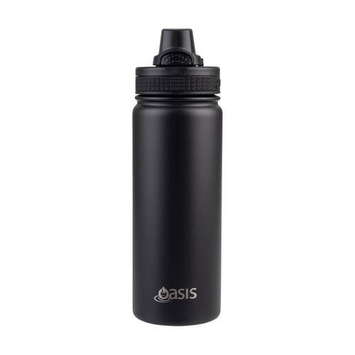 Oasis Stainless Steel Double Wall Insulated Sports Bottle Black 550ml