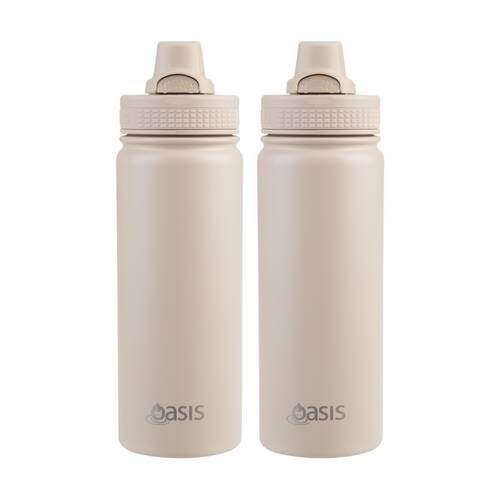 2PK Oasis Stainless Steel Double Wall Insulated Sports Bottle Oat 550ml
