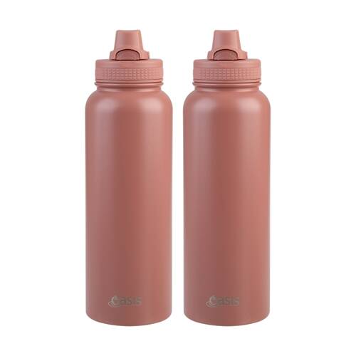 2PK Oasis Stainless Steel Double Wall Insulated Sports Bottle Auburn 1.1L