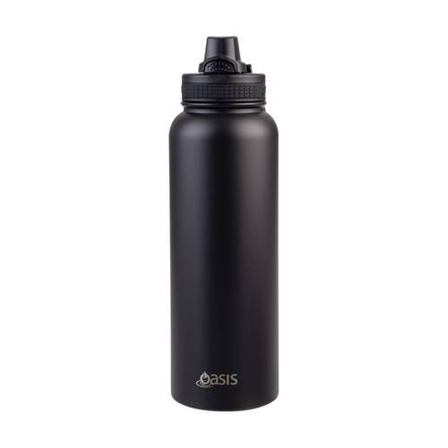 Oasis Stainless Steel Double Wall Insulated Sports Bottle Black 1.1L