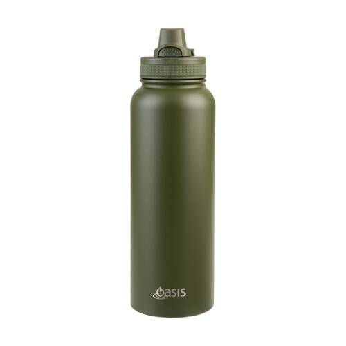 Oasis Stainless Steel Double Wall Insulated Sports Bottle Forest Green 1.1L