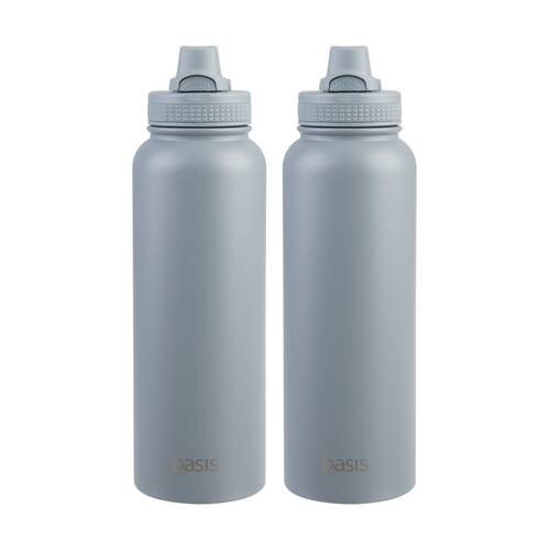 2PK Oasis Stainless Steel Double Wall Insulated Sports Bottle Hazy Blue 1.1L