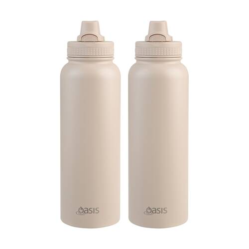 2PK Oasis Stainless Steel Double Wall Insulated Sports Bottle Oat 1.1L