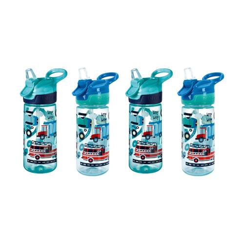 4x Nuby Super Quench Cup Vacation No-Spill Kids Water Bottle 540ml Blue 18m+