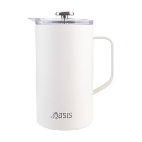 Oasis Stainless Steel Double Wall Insulated Coffee Press 8 Cup Alabaster 1L