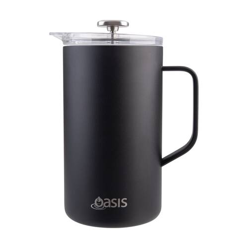 Oasis Stainless Steel Double Wall Insulated Coffee Press 8 Cup Black 1L