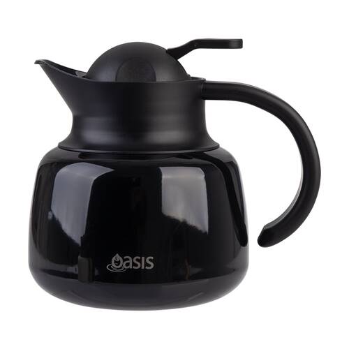 Oasis Stainless Steel Double Wall Insulated Tea Pot W/ Strainer Black 750ml