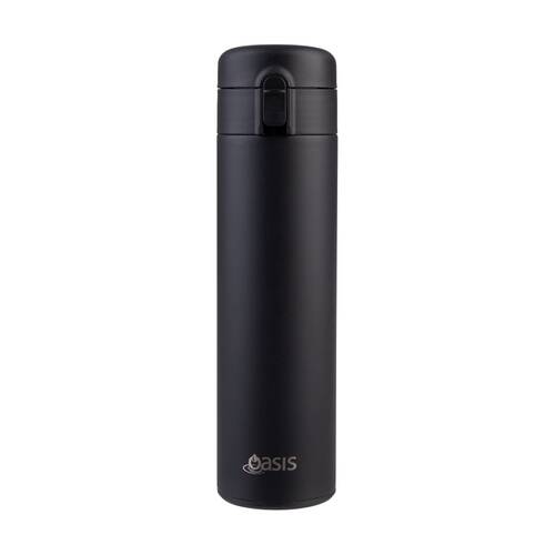 Oasis Stainless Steel Double Wall Insulated Flip-Top Flask Black 480ml