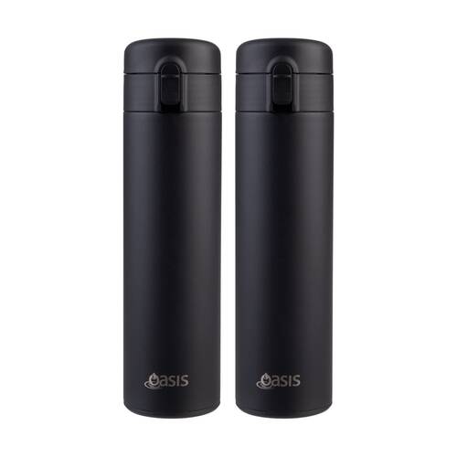 2PK Oasis Stainless Steel Double Wall Insulated Flip-Top Flask Black 480ml