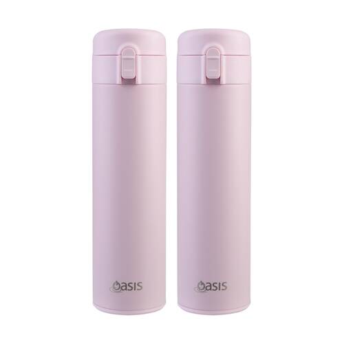 2PK Oasis Stainless Steel D/Wall Insulated Flip-Top Flask Pink Lemonade 480ml