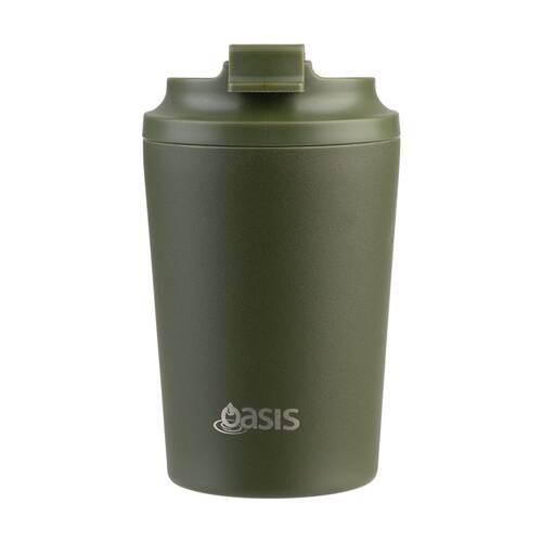 Oasis Ceramic Stainless Steel Coffee Cup D/Wall Insulated Forest Green 235ml