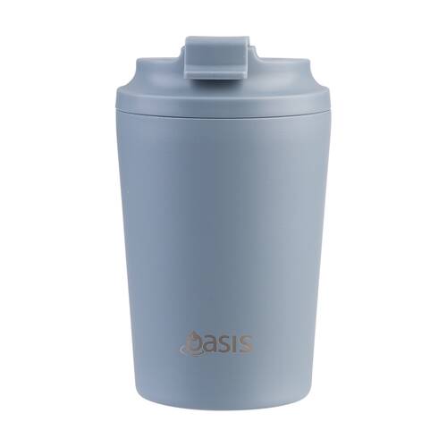 Oasis Ceramic Stainless Steel Coffee Cup D/Wall Insulated Hazy Blue 235ml