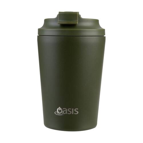 Oasis Ceramic Stainless Steel Coffee Cup D/Wall Insulated Forest Green 360ml