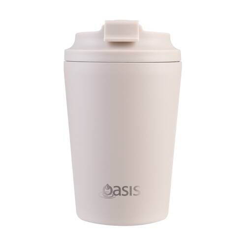 Oasis Ceramic Stainless Steel Coffee Cup Double Wall Insulated Oat 360ml