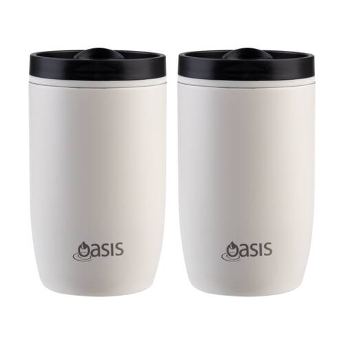 2PK Oasis Stainless Steel Double Wall Insulated Travel Cup 300ml Alabaster