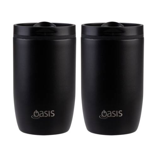 2PK Oasis Stainless Steel Double Wall Insulated Travel Cup 300ml Black