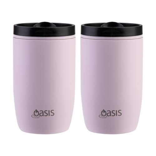 2PK Oasis Stainless Steel Double Wall Insulated Travel Cup 300ml Pink Lemonade